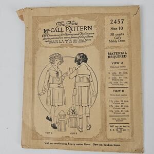 Rare VTG 1921 girls middy dress size 10 sewing pattern cut complete